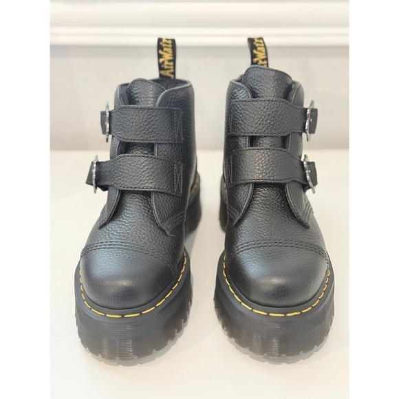 Dr. Martens Black Platform Boots Devon FLWR Chunky Grunge, Goth Size 8 NWOT - Picture 3 of 10